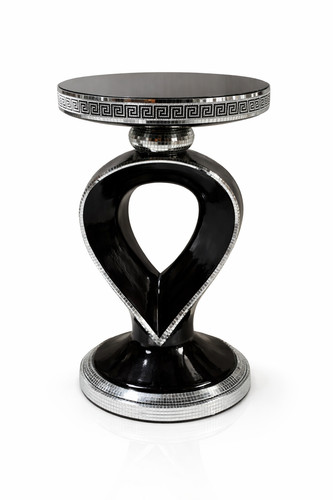 Black venetian mirrored table - black,
