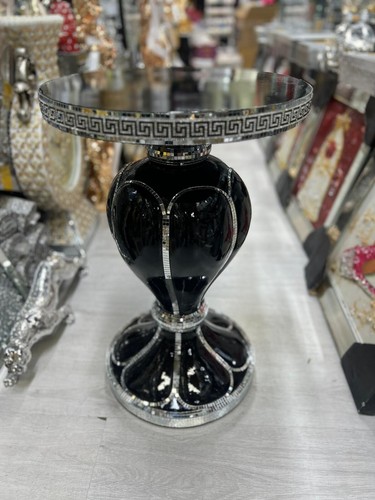Black venetian mirrored table - black,