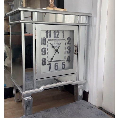 Mirrored nightstand silver end - silver,
