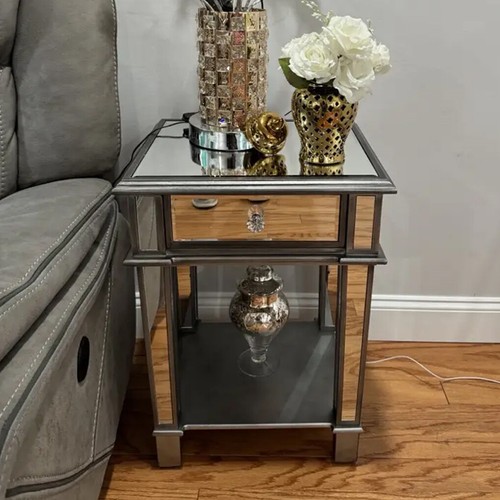 Mirrored nightstand end - mirrored,