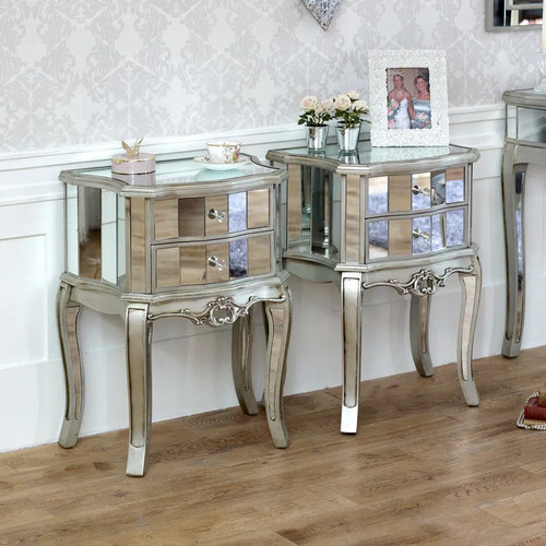 Pair mirrored venetian bedside - mirrored,