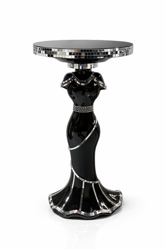 Black venetian mirrored table - black,